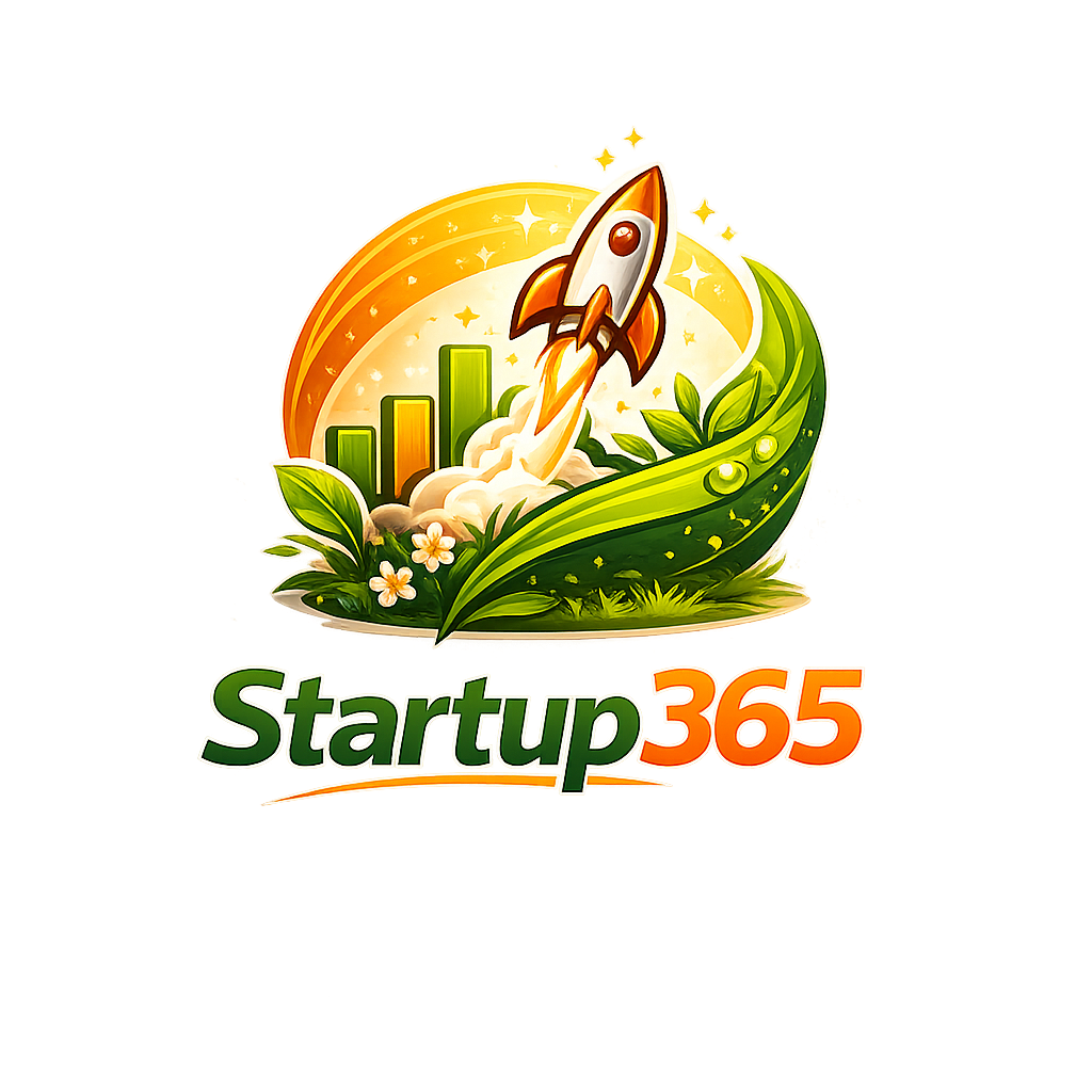 Startup365 rocket logo with growth chart